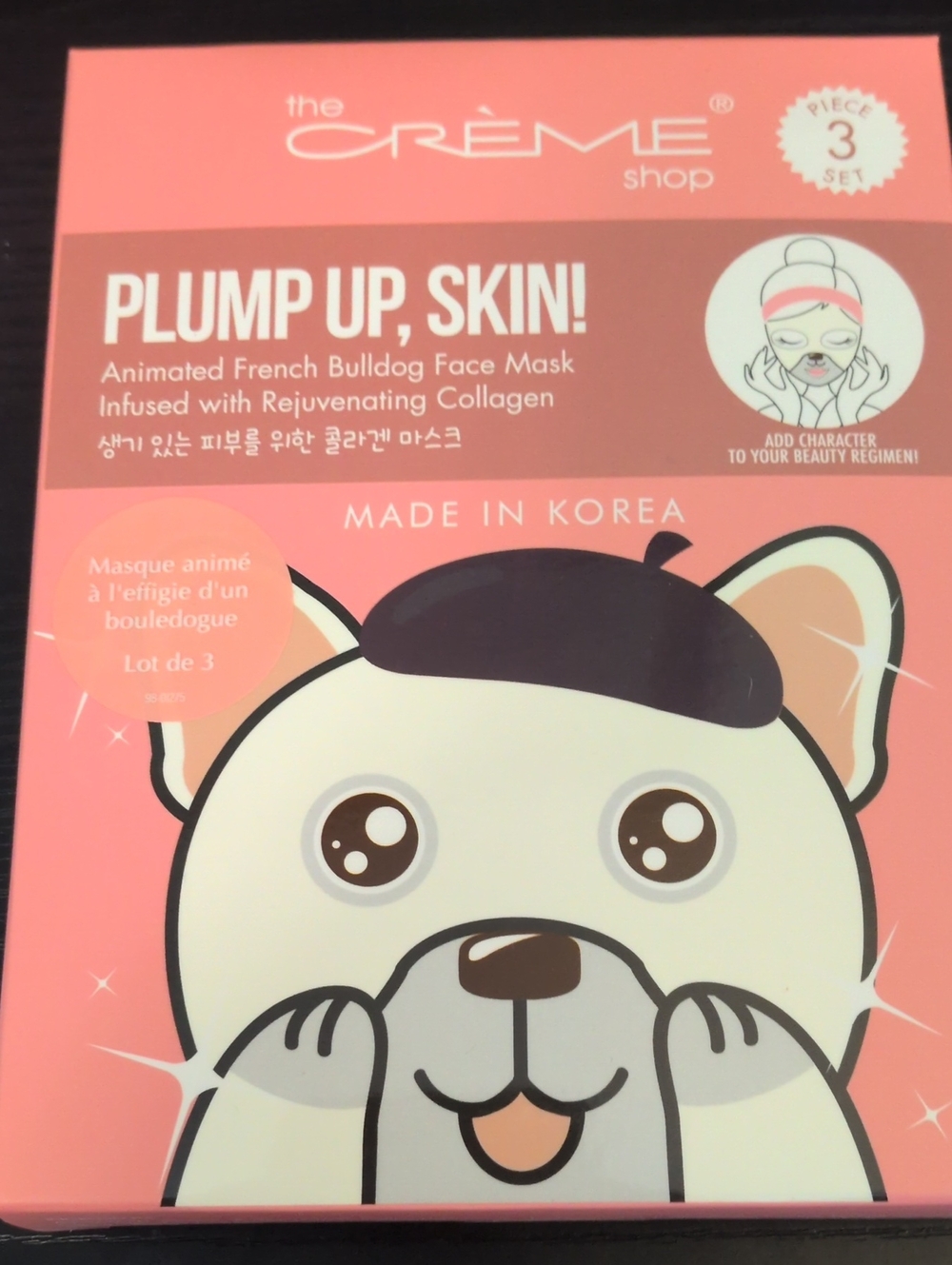 The Creme Shop - Plump Up, Skin!' French Bulldog Face Mask - 3 Pack